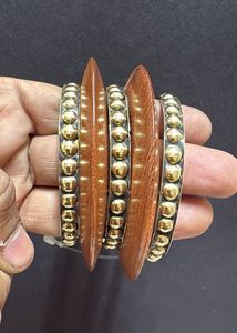 Unique Wooden &amp; Gold Tone Bracelet