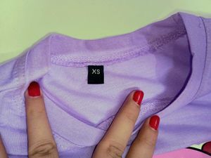 Cute Printed Women's T-Shirt (Lavender)