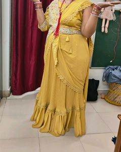 Lehenga Saree With Stitched Blouse And Belt