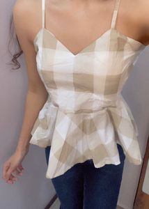 Chic Checked Peplum Cami Top