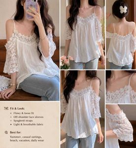 White Lace Cold Shoulder Top