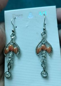 Brand new Elegant Drop Earrings with Orange Beads
