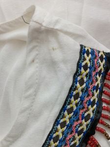 White Casual Embroidered Top (Women)
