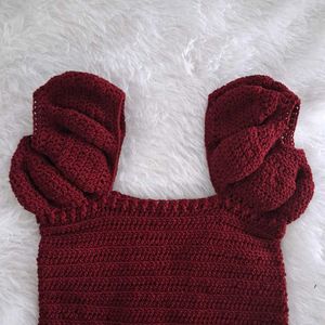 ✨ Handmade Crochet Puff Sleeve Crop Top