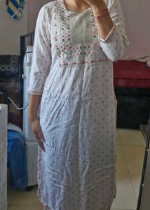 Embroidered White Kurta