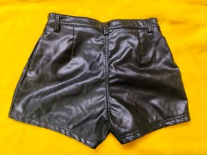 Black Faux Leather Shorts