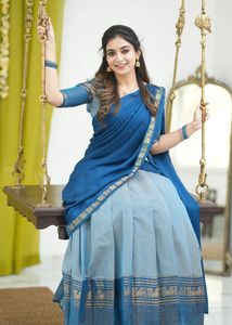 Elegant Blue &amp; Pink Half Saree