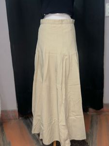 Pleated Beige Midi Skirt