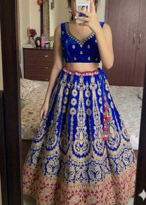 Royal Blue Embroidered Lehenga only