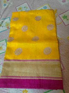 💛 Mustard Yellow &amp; Magenta Saree ✨