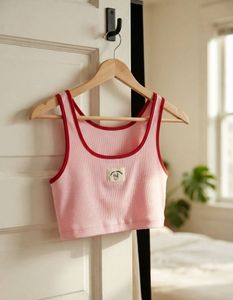 Pink Ribbed Cropped Tank Top