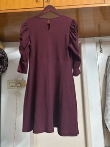 New “GINGER” Maroon Puff Sleeve Midi Dress