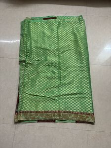 Beautiful Green Embroidered Saree with Blouse