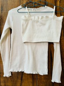 Ribbed white top and tube
