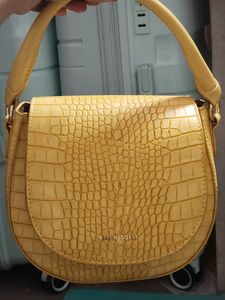 Allen Solly Textured Handheld Bag Yellow