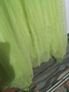 green beads gown