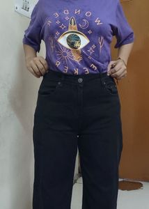 High Waisted Black Wide Leg Jeans