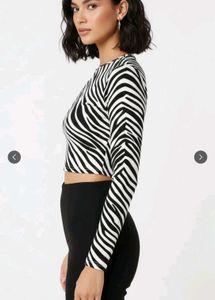 Trendy Zebra Print Long Sleeve Top