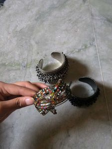 Antique Silver Bangles with Beads