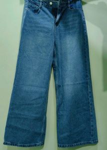 Wide Leg Blue Denim Jeans