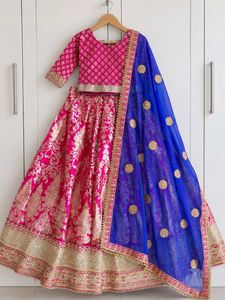 Vibrant Pink Brocade Lehenga Choli