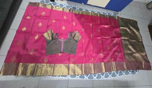 Gorgeous kanchi pattu saree-Lotus/Pistachio