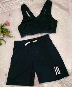 Sporty Black Bra and Shorts Set