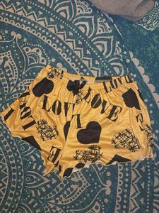 Cute Yellow Love Heart Pajama Shorts