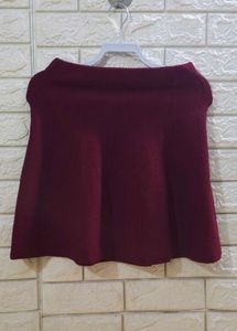 ZARA Maroon Fit &amp; Flare Mini Skirt
