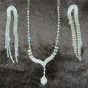 Sparkling Rhinestone Necklace &amp; Earring Set