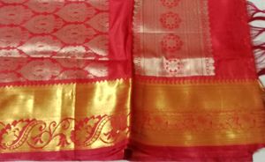 Exquisite Red Banarasi Silk duppata with Gold Zari