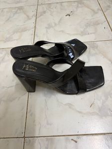 Chic Black Patent Block Heels