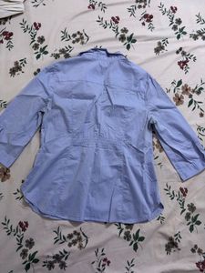 H&amp;M light Blue Collared Tunic Shirt