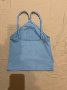 Baby Blue Ribbed Triangle Neck Cami