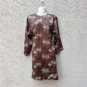 Brown Leaf Print Kurta