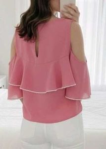 Pink Cold Shoulder Top