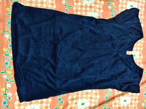 Chic Embellished Navy Blue T-Shirt