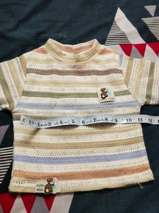 Striped T-shirt &amp; Denim Shorts Set