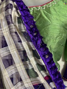 Vibrant Green &amp; Purple Lehenga Choli Set