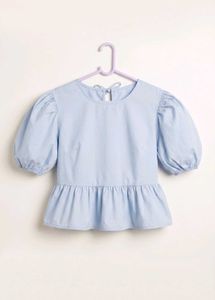 Puff-Sleeve Tie up Peplum Top