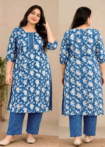 Elegant Floral Print Kurti with bottomwear.