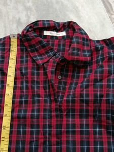 Plaid Puff Sleeve Button-Up Shirt