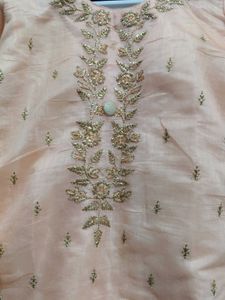 Elegant Peach Embroidered Kurta Set