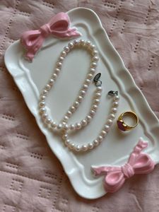 Pink bow trinket tray
