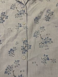 Light Blue Floral Button-Up Top