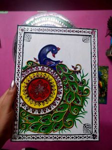 Handmade Peacock lippan art