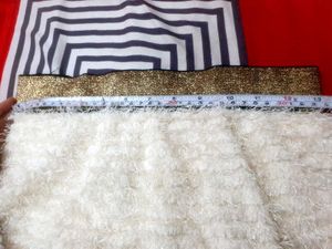 Textured White Mini Skirt with Gold Trim