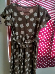 Brown Floral Print Casual Dress