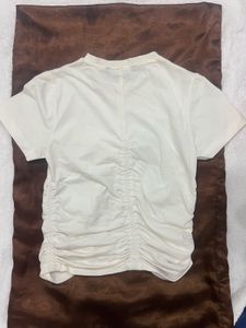 Ruched Cream T-Shirt ZUDIO