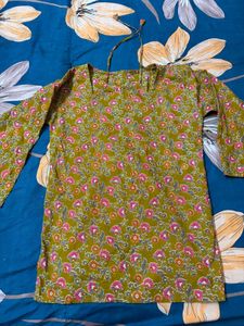Mustard Floral Print Kurta